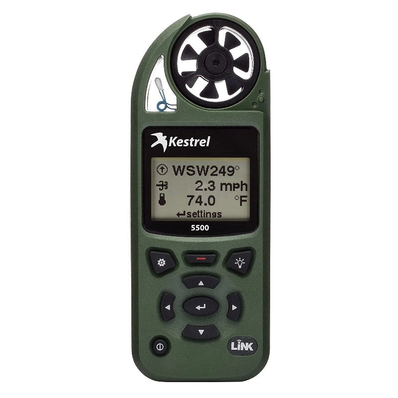 Kestrel 5500 – מד מזג אוויר מקצועי עם LiNK ומתקן כנף מסתובבת – ירוק זית