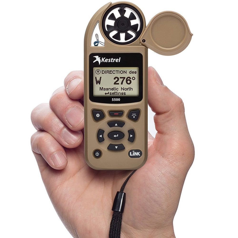 Kestrel 5500 – מד מזג אוויר מקצועי עם LiNK ומתקן כנף מסתובבת – חום מדבר (Tan)