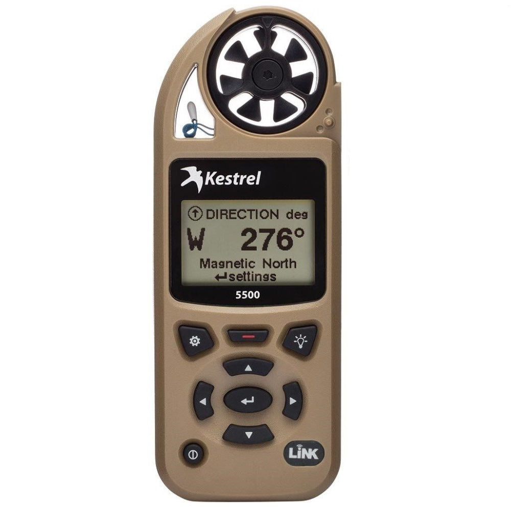 Kestrel 5500 – מד מזג אוויר מקצועי עם LiNK ומתקן כנף מסתובבת – חום מדבר (Tan)